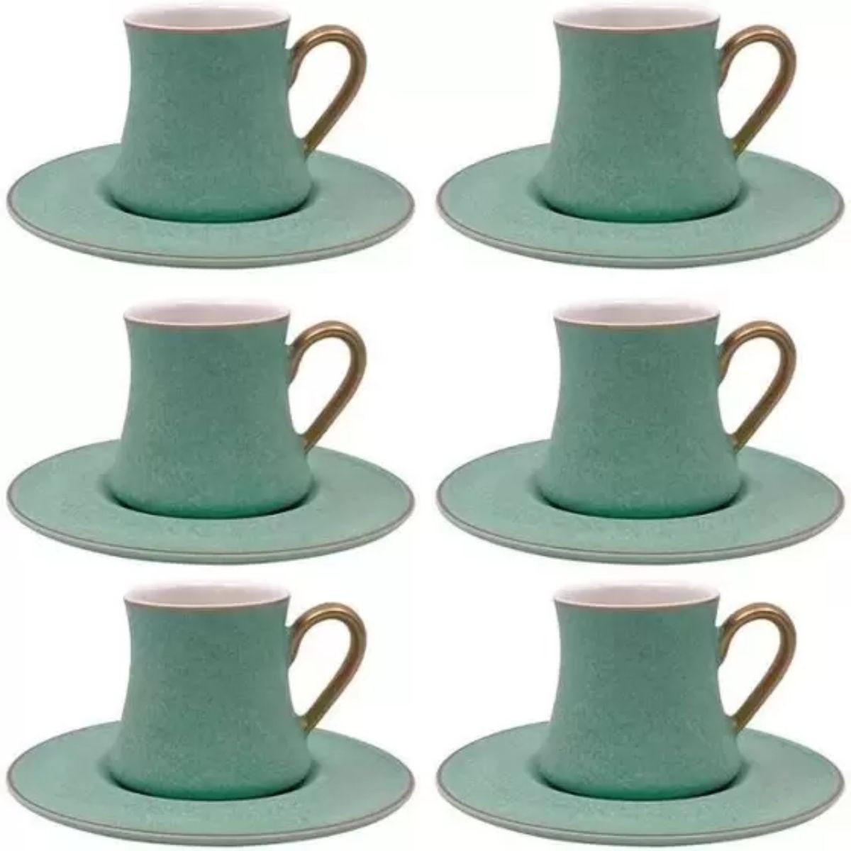 Jogo Xícaras para Café Galet Porcelana New Bone Verde 80ml 6un L'hermitage - Image 8