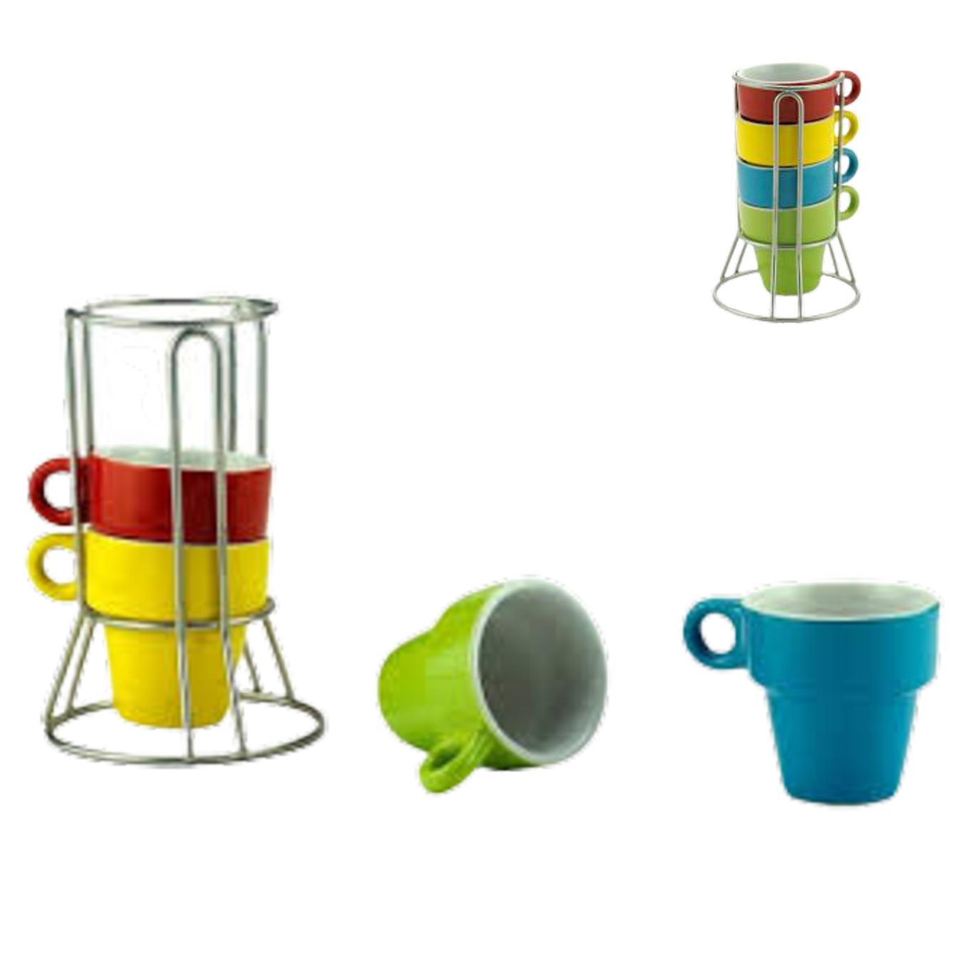 Jogo Xícaras para Café Porcelana com Suporte Coloridas 60ml 4un Bon Gourmet - Image 2