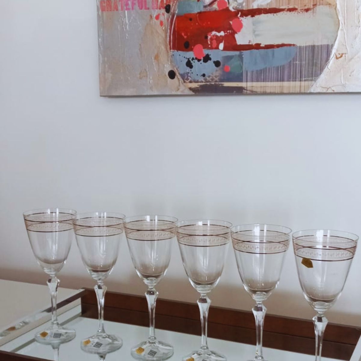 Jogo Taças Cristal Champanhe e Agua Frizo Dourado e Decorado 12un Bohemia - Image 6