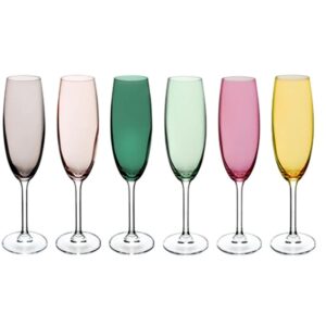 Jogo Taças Cristal Coloridas para Champanhe 220ml 6un Bohemia