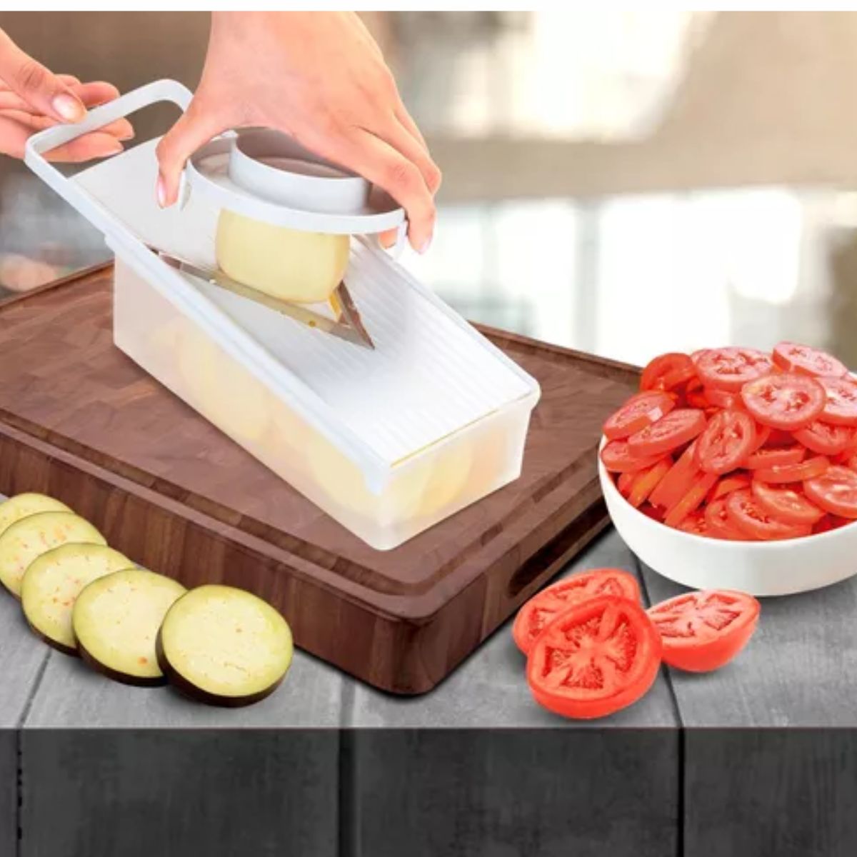 Fatiador de Tomate e Legumes com Recipiente e Lãmina Inox Keita - Image 4