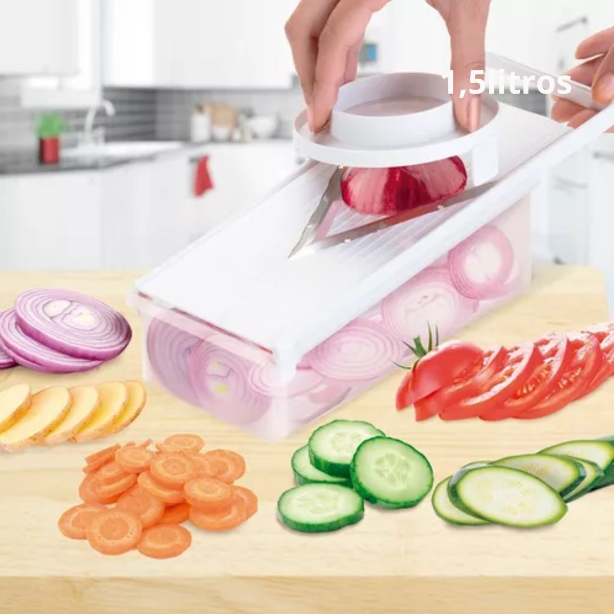 Fatiador de Tomate e Legumes com Recipiente e Lãmina Inox Keita - Image 2