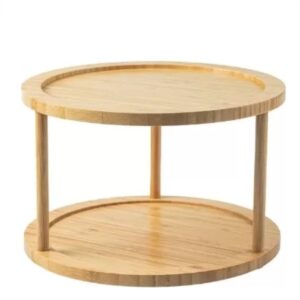 Prato p/ Bolo  e Doces Organizador Giratório  Madeira Acácia 30d.e 18,5Alt.