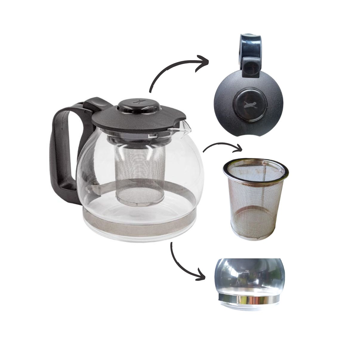Chaleira Bule Vidro 1,2litros com Infusor para Chá Metal - Image 2