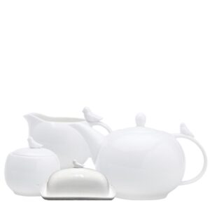 Jogo para Chá Birds Porcelana Branca 4pç Wolff