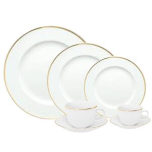 Aparelho de Jantar Chá 42pç Flamingo Sofia Ouro Porcelana Oxford