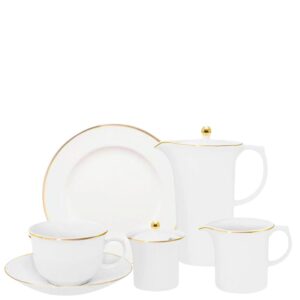 Jogo de Lanche Chá Café Sofia Ouro 21pç Porcelana Oxford