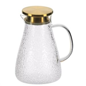 Jarra Vidro 1,8lts Tampa Dourada Suco,Agua, Refrigerantes