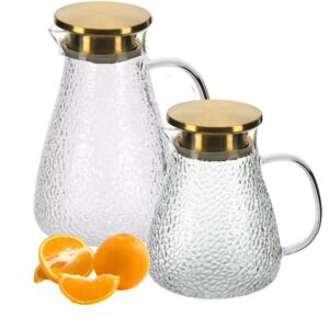 Jarra de Vidro Tampa Dourada Suco,Agua, Refrigerantes 1,2L e 1,8L 2un