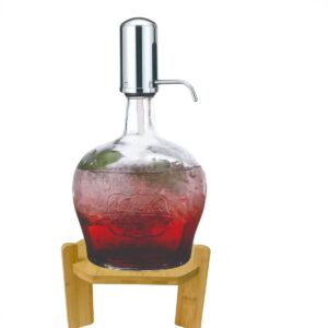 Suqueira de Vidro com Suporte Madeira  4.8litros Base Redonda