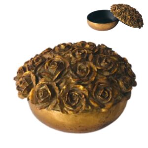 Porta Joia Flor Dourado Resina 15x10cm BTC
