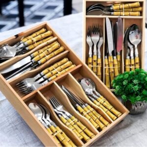 Faqueiro Bambu Aço Inox 42pç com Caixa BonGourmet