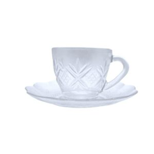 Jogo Xícaras para Chá Pine Vidro Lapidada 200ml 6un Rio de Wincy