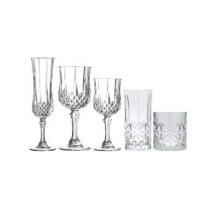 Jogo Taças e Copos Vidro Cristalino Lapidadas 30un D'arques