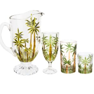 Copos Palm Tree Wolff Taças e Jarra Palmeira Coqueiros 19 pç