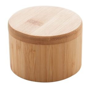 Saleiro ou Pote Redondo Bambu com Tampa 9x9x6cm