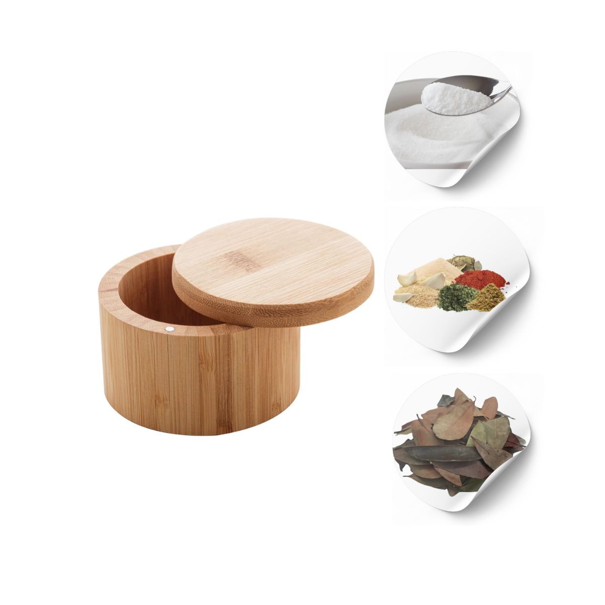 Saleiro ou Pote Redondo Bambu com Tampa 9x9x6cm - Image 8
