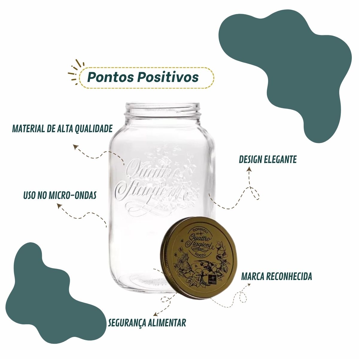 Pote de Vidro Tampa Metal Dourada Conservas Castanhas 500ml Transparente - Image 9