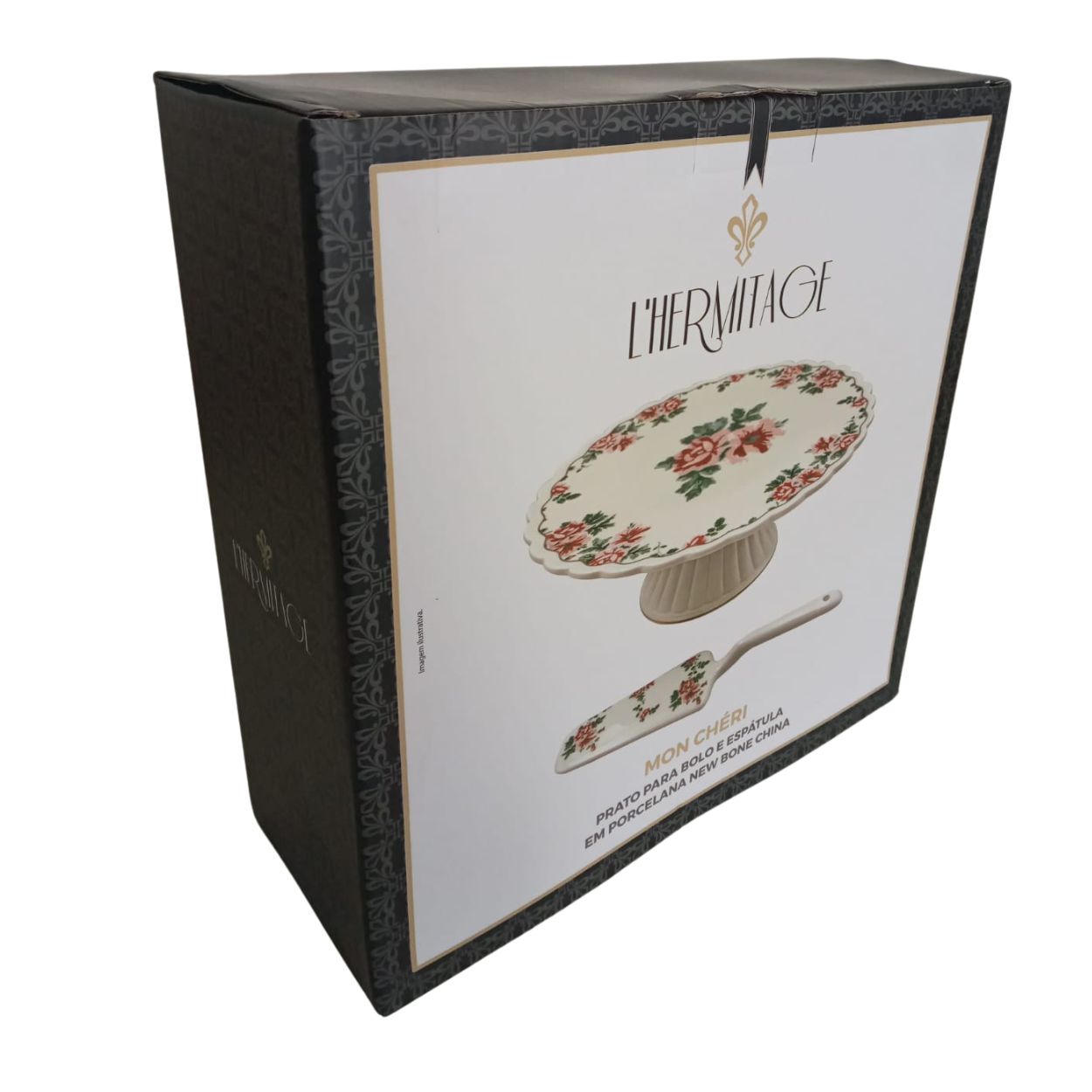 Prato para Bolo e Doces c/Pé e Espatula Mon Cheri Porcelana 26x10,5cm - Image 4