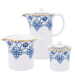 Bule, Leiteira e Açucareiro Coup Lusitana 3pç Porcelana Oxford