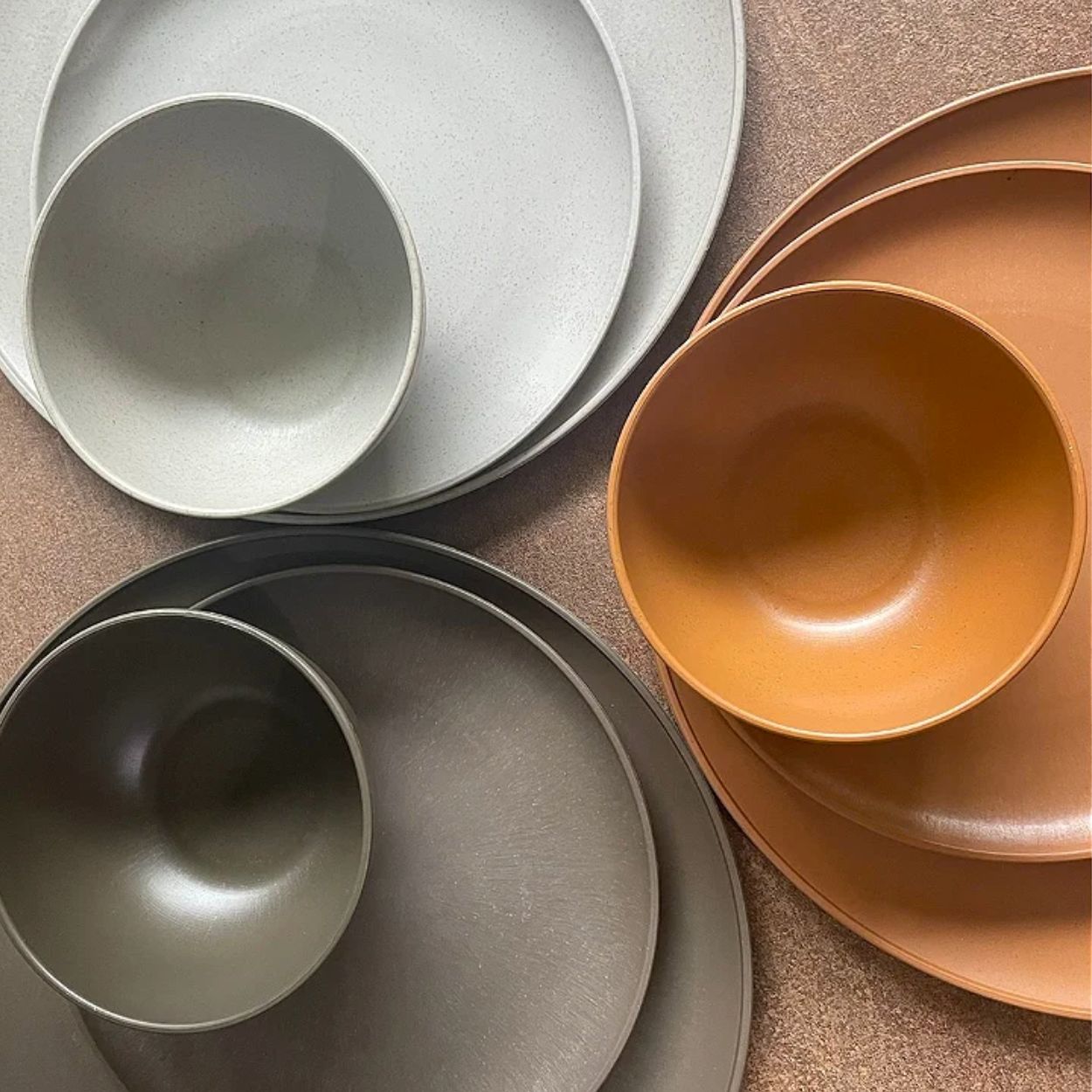 Prato Raso Bowls e Copos de Fibra de Pinho 18un 3 Cores - Image 2