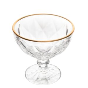 Taça para Sobremesa Diamond Transparente 6un com Fio de Ouro