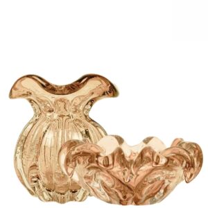 Centro de Mesa e Vaso Vidro Italy Ambar 2pç Coliseu