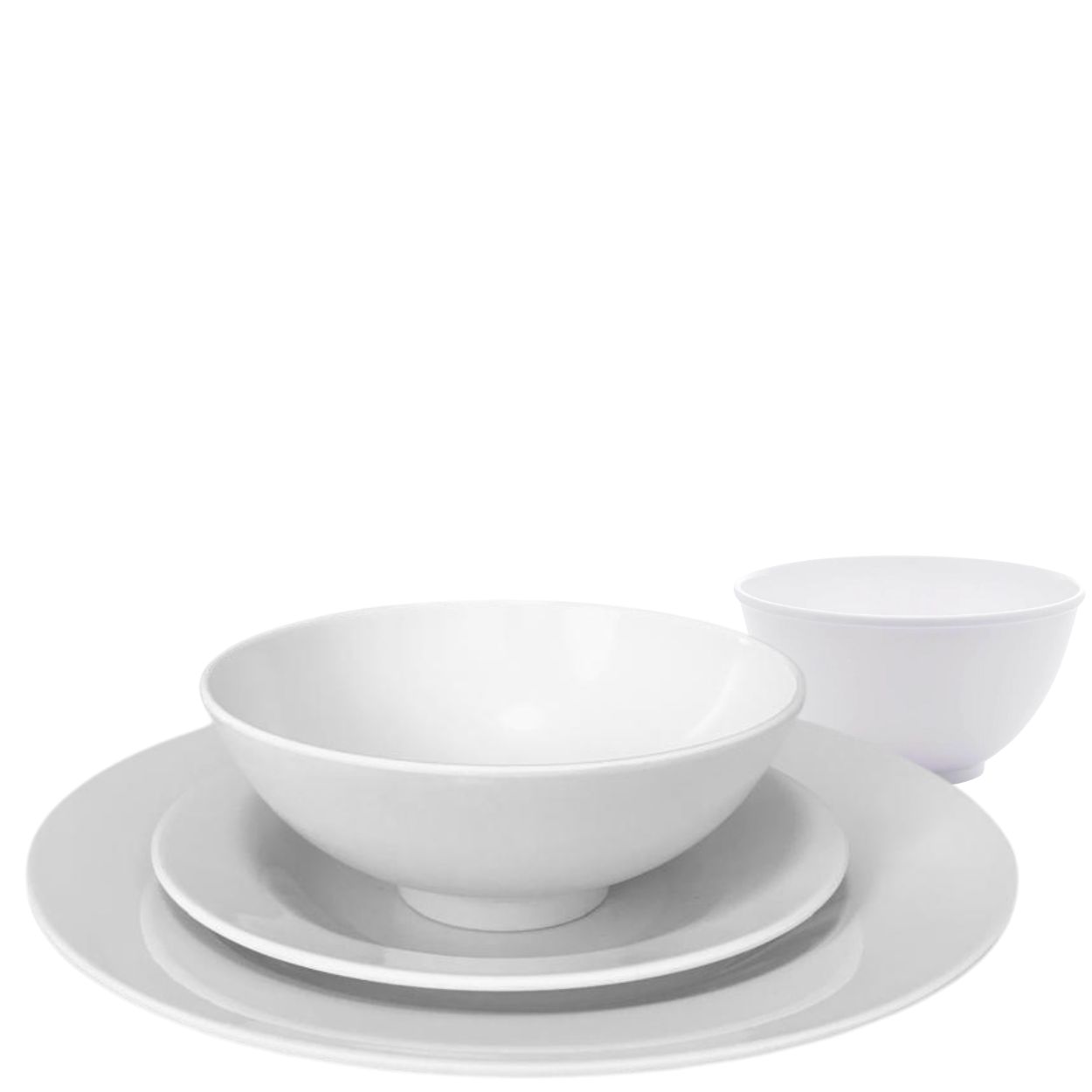 Prato Raso, Sobremesa, Bowls Melamina Branca 24pç Milão - Image 2