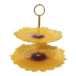 Prato para Bolo e Doces 2 Andares Vidro Girassol 28 e 26cm