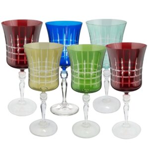 Taça Cristal Lapidada Água Vinho 6un 300ml Coloridas Grace