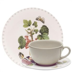 Xícara para Chá e Prato Sobremesa 12pç Off White Unni Garden Oxford