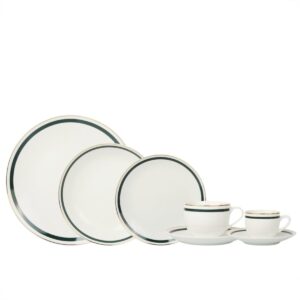 Aparelho de Jantar e Chá 42pçs Porcelana Borda Dourada e Verde L`Hermitage