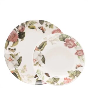 Prato Raso e Fundo 12pç Off White Unni Garden Oxford