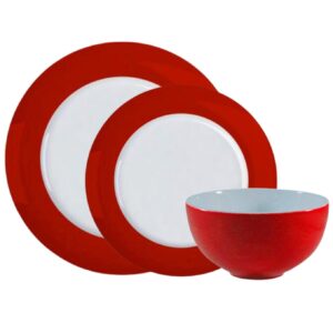 Aparelho de Jantar Porcelana Borda Vermelha Natal 18pç Germer