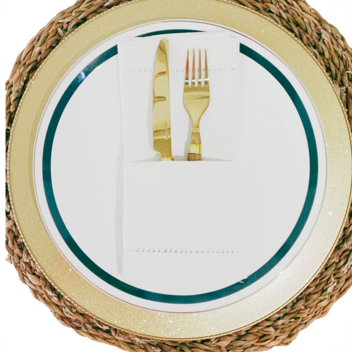 Prato Sobremesa Filete Ouro e Verde 20cm 6un Trés Classic L`Hermitage - Image 2