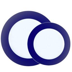 Jogo Pratos Rasos e Sobremesa Versa Azul Marinho 12un Porcelana Germer