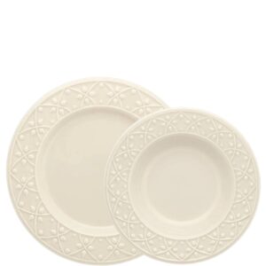 Prato Raso e Fundo 12pç Mendi Marfim Oxford