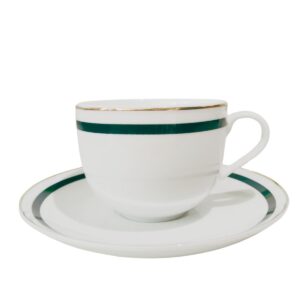 Xícara Cafe 90ml Filete Ouro e Verde 6un Trés Classic Porcelana L`Hermitage