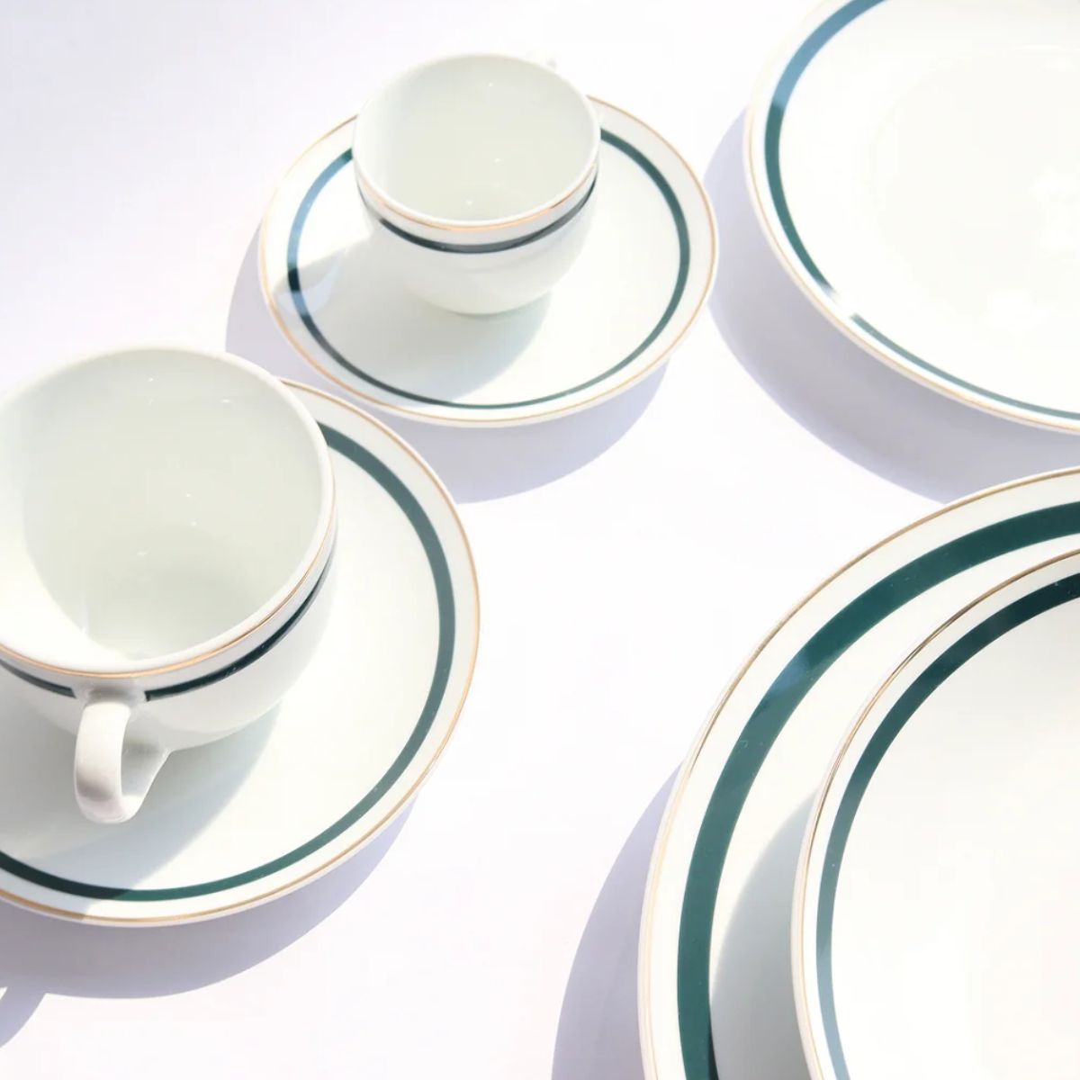 Xícara Cafe 90ml Filete Ouro e Verde 6un Trés Classic Porcelana L`Hermitage - Image 2