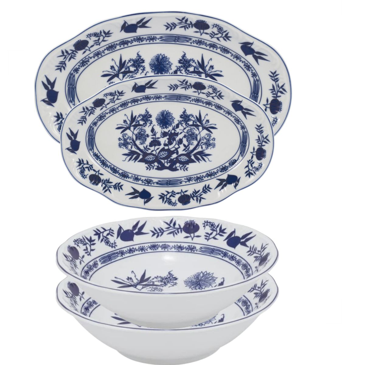 Travessas e Saladeira Cebolinha 4pç Porcelana Schmidt