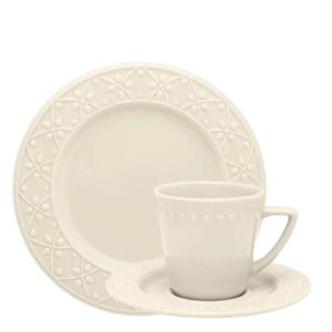 Xícara para Chá e Prato Sobremesa 12pç Mendi Marfim Oxford