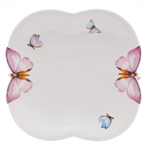 Prato para Sobremesa Porcelana Borboletas 19cm 6un Wolff