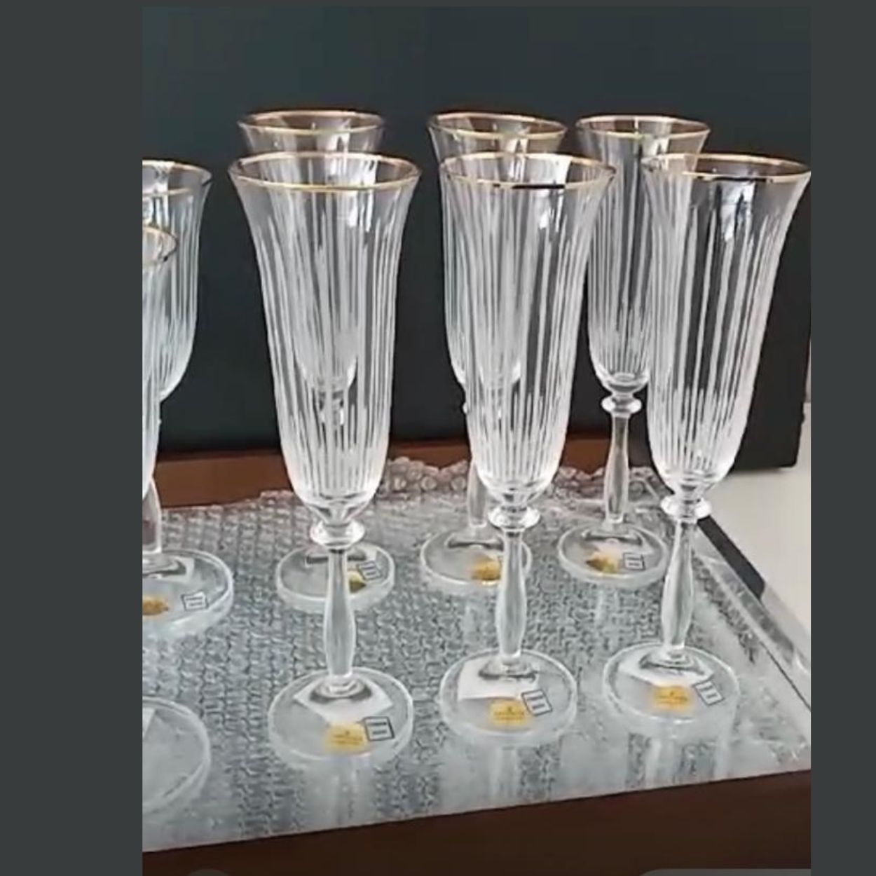 Jogo de Taças Cristal Champanhe e Água Lapidadas Borda Ouro Angela 12un Bohemia - Image 4