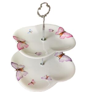 Prato Duplo Para Doces de Porcelana Borboletas 25,5cm Wolff