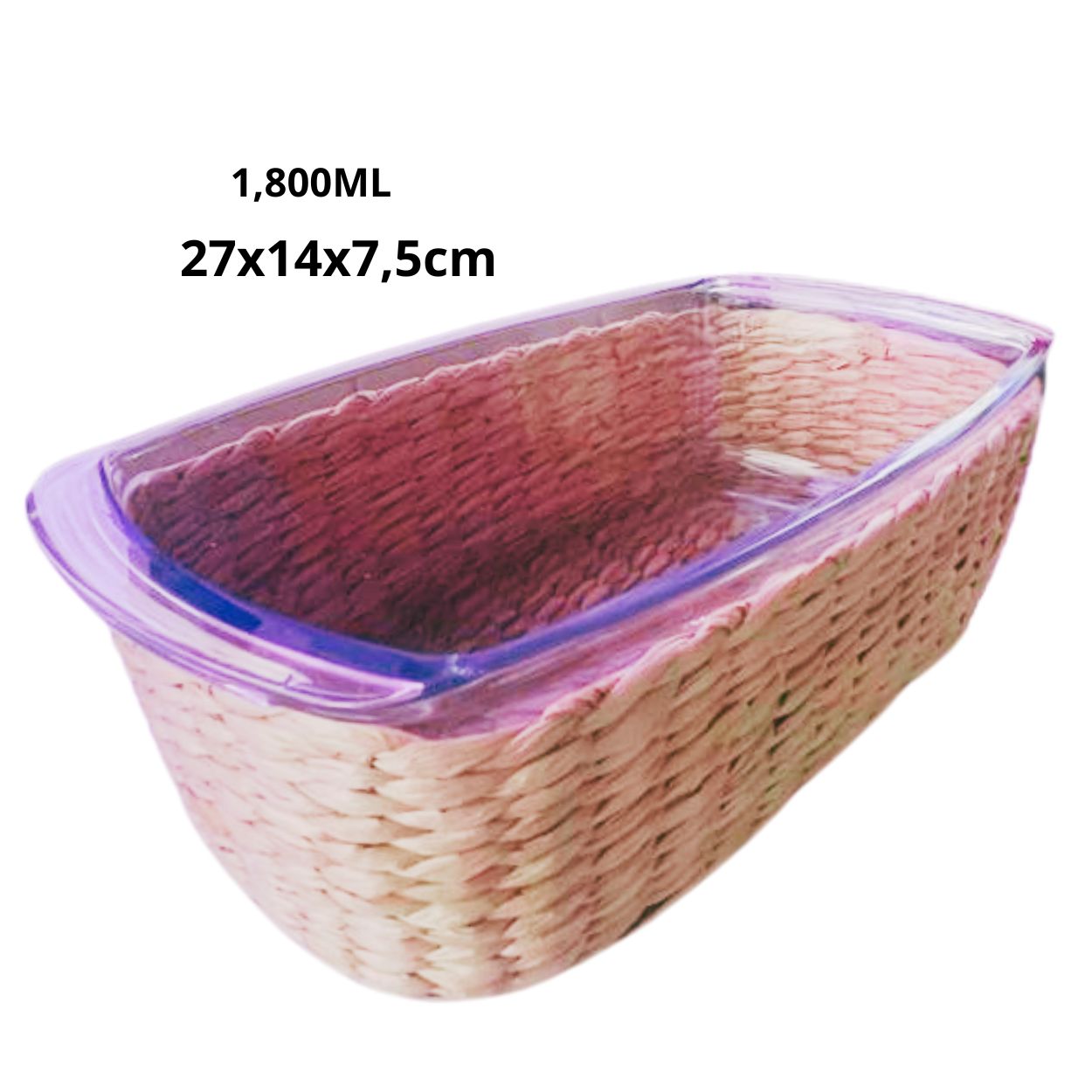 Travessa e Assadeira Refratárias 1,800ML 27x14x7,5cm com Suporte de Rattan - Image 2