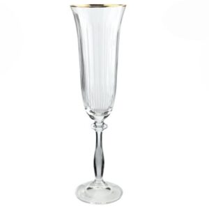 Jogo de Taças Cristal Champanhe Lapidado Borda Ouro Angela  190ml Bohemia