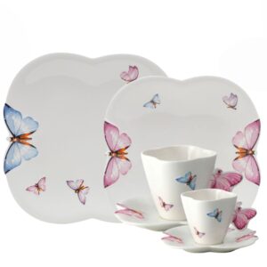 Aparelho de Jantar e Chá 36pçs Borboleta Porcelana Wolff