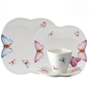 Aparelho de Jantar e Chá 24pçs Borboleta Porcelana Wolff