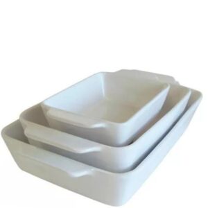 Travessa e Assadeira Refratárias com Alça 3un Porcelana Branca