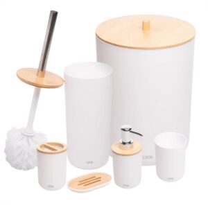 Jogo Bwc Completo lixeira, Porta Escova Saboneteira Branco 6pç Lyor
